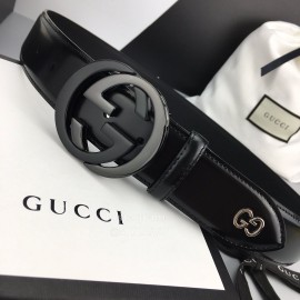 Gucci Double Sided Black Leather Black Gg Buckle 40mm Belts