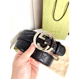 Gucci Fashion Leather Silver Gg Buckle 38mm Belts