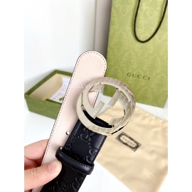 Gucci Fashion Leather Silver Gg Buckle 38mm Belts