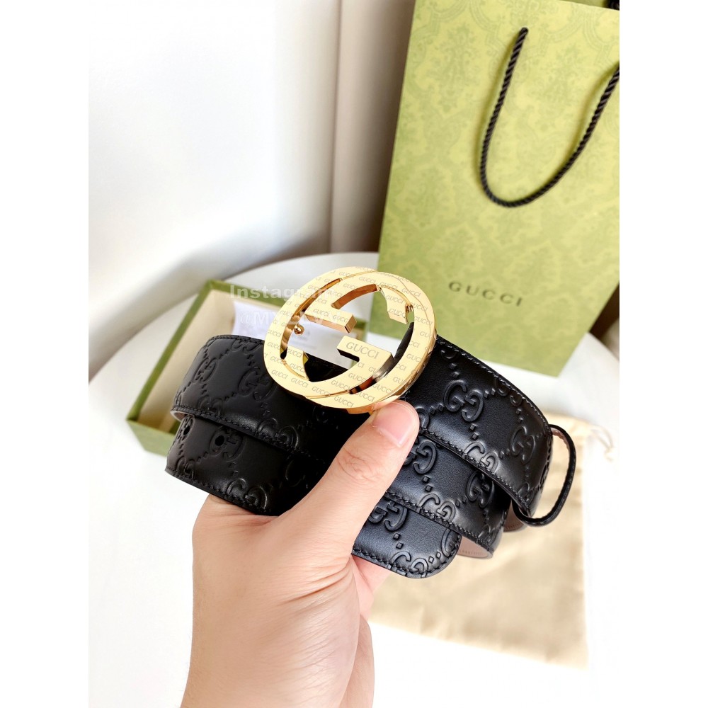 Gucci Fashion Leather Gold Gg Buckle 38mm Belts