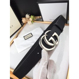 Gucci Fashion Black Calf Silver Gg Buckle 40mm Belts