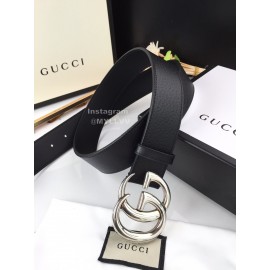 Gucci Fashion Black Calf Silver Gg Buckle 40mm Belts