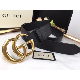 Gucci Fashion Black Calf Gold Gg Buckle 40mm Belts