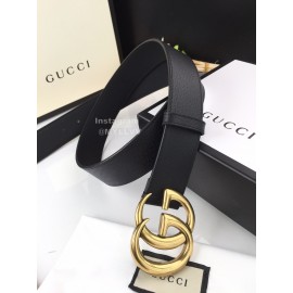 Gucci Fashion Black Calf Gold Gg Buckle 40mm Belts
