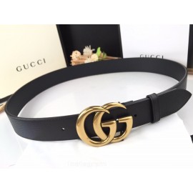 Gucci Fashion Black Calf Gold Gg Buckle 40mm Belts