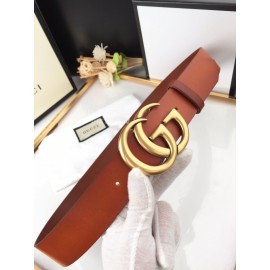Gucci Fashion Brown Leather Gold Gg Buckle 40mm Belts