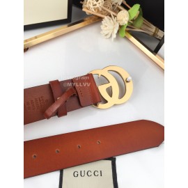Gucci Fashion Brown Leather Gold Gg Buckle 40mm Belts