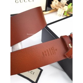 Gucci Fashion Brown Leather Gold Gg Buckle 40mm Belts