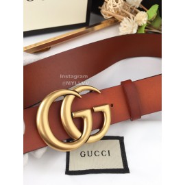 Gucci Fashion Brown Leather Gold Gg Buckle 40mm Belts