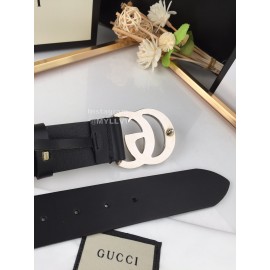 Gucci Fashion Black Leather Silver Gg Buckle 40mm Belts