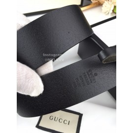 Gucci Fashion Black Leather Silver Gg Buckle 40mm Belts