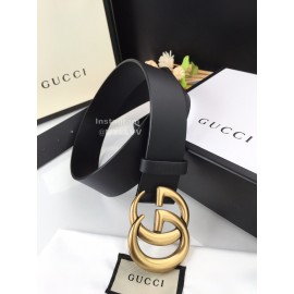 Gucci Fashion Black Leather Gold Gg Buckle 40mm Belts