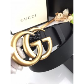 Gucci Fashion Black Leather Gold Gg Buckle 40mm Belts