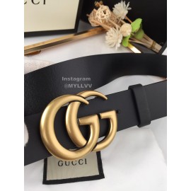 Gucci Fashion Black Leather Gold Gg Buckle 40mm Belts