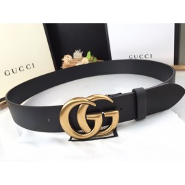 Gucci Fashion Black Leather Gold Gg Buckle 40mm Belts