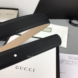 Gucci Fashion Black Calf Gold Gg Buckle 25mm Belts