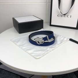 Gucci Retro Blue Leather Gg Buckle 20mm Belts