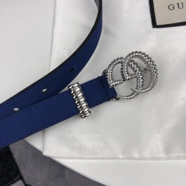 Gucci Retro Blue Leather Gg Buckle 20mm Belts