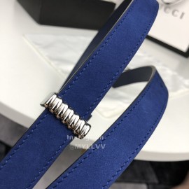 Gucci Retro Blue Leather Gg Buckle 20mm Belts