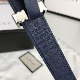 Gucci Retro Blue Leather Gg Buckle 20mm Belts