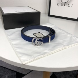 Gucci Retro Blue Leather Gg Buckle 20mm Belts