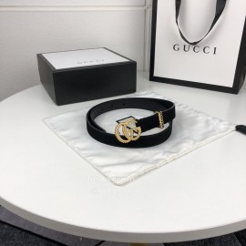 Gucci Retro Leather Gg Buckle 20mm Belts Black