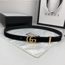 Gucci Retro Leather Gg Buckle 20mm Belts Black