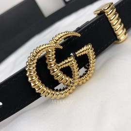 Gucci Retro Leather Gg Buckle 20mm Belts Black
