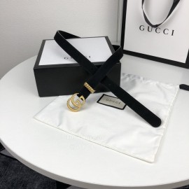 Gucci Retro Leather Gg Buckle 20mm Belts Black