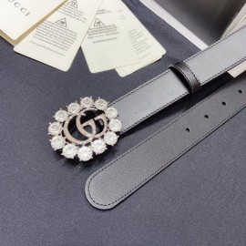 Gucci Soft Calf Gg Buckle 30mm Belts For Women Black