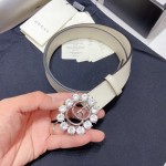 Gucci Soft Calf Gg Buckle 30mm Belts For Women White