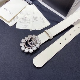 Gucci Soft Calf Gg Buckle 30mm Belts For Women White