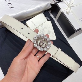 Gucci Soft Calf Gg Buckle 30mm Belts For Women White