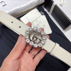 Gucci Soft Calf Gg Buckle 30mm Belts For Women White