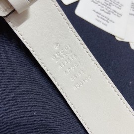 Gucci Soft Calf Gg Buckle 30mm Belts For Women White