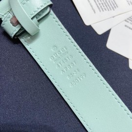 Gucci Soft Calf Gg Buckle 30mm Belts For Women Green