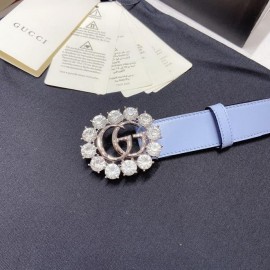 Gucci Soft Calf Gg Buckle 30mm Belts For Women Blue