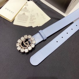 Gucci Soft Calf Gg Buckle 30mm Belts For Women Blue