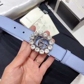 Gucci Soft Calf Gg Buckle 30mm Belts For Women Blue