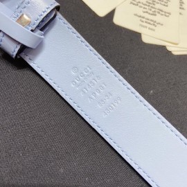 Gucci Soft Calf Gg Buckle 30mm Belts For Women Blue