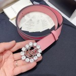 Gucci Soft Calf Gg Buckle 30mm Belts For Women Pink