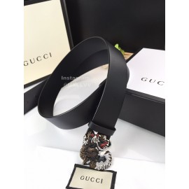 Gucci New Black Leather Tiger Buckle 40mm Business Belts 