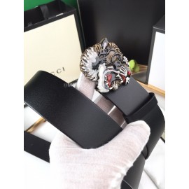 Gucci New Black Leather Tiger Buckle 40mm Business Belts 