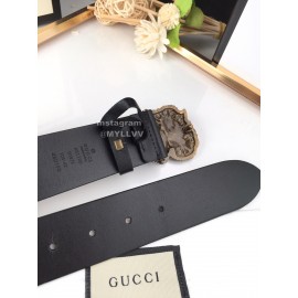 Gucci New Black Leather Tiger Buckle 40mm Business Belts 