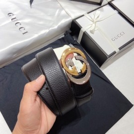 Gucci Litchi Grain Cowhide Gg Buckle 38mm Belts 