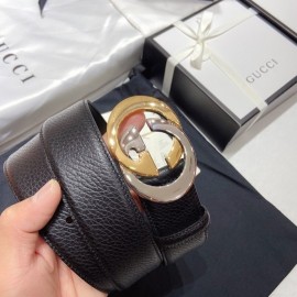 Gucci Litchi Grain Cowhide Gg Buckle 38mm Belts 