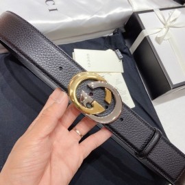 Gucci Litchi Grain Cowhide Gg Buckle 38mm Belts 