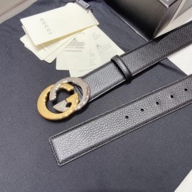 Gucci Litchi Grain Cowhide Gg Buckle 38mm Belts 