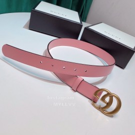 Gucci New Calf Retro Gg Buckle 30mm Belts For Women Pink