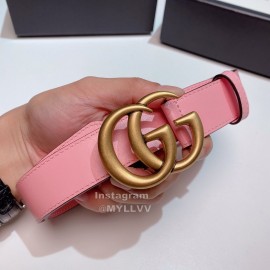 Gucci New Calf Retro Gg Buckle 30mm Belts For Women Pink